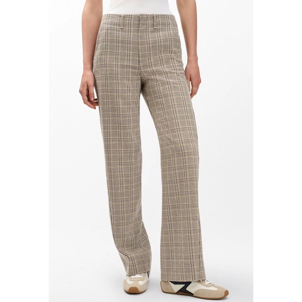 Rag & Bone Shea Tan Multi Wool Blend Plaid Straight Leg Dress Pants Size 00 NWT